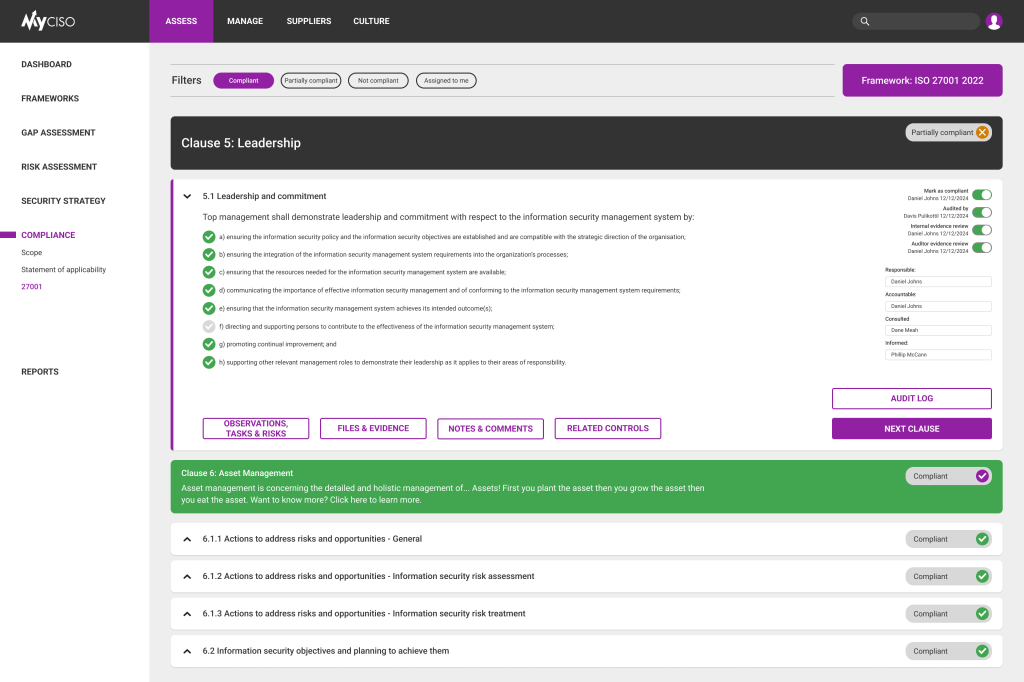 Comply - Clause detail