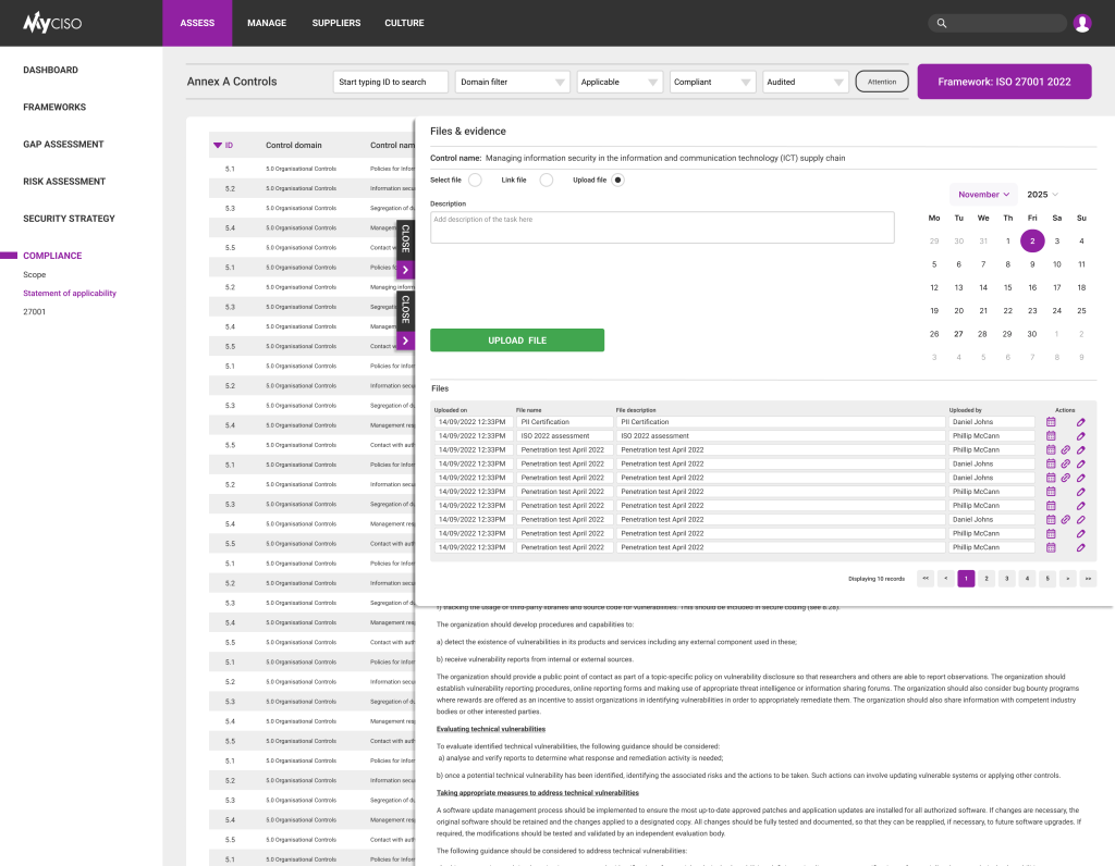 Comply - Control files & evidence