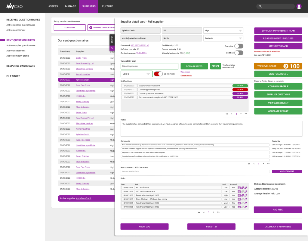 Suppliers - Supplier detail card